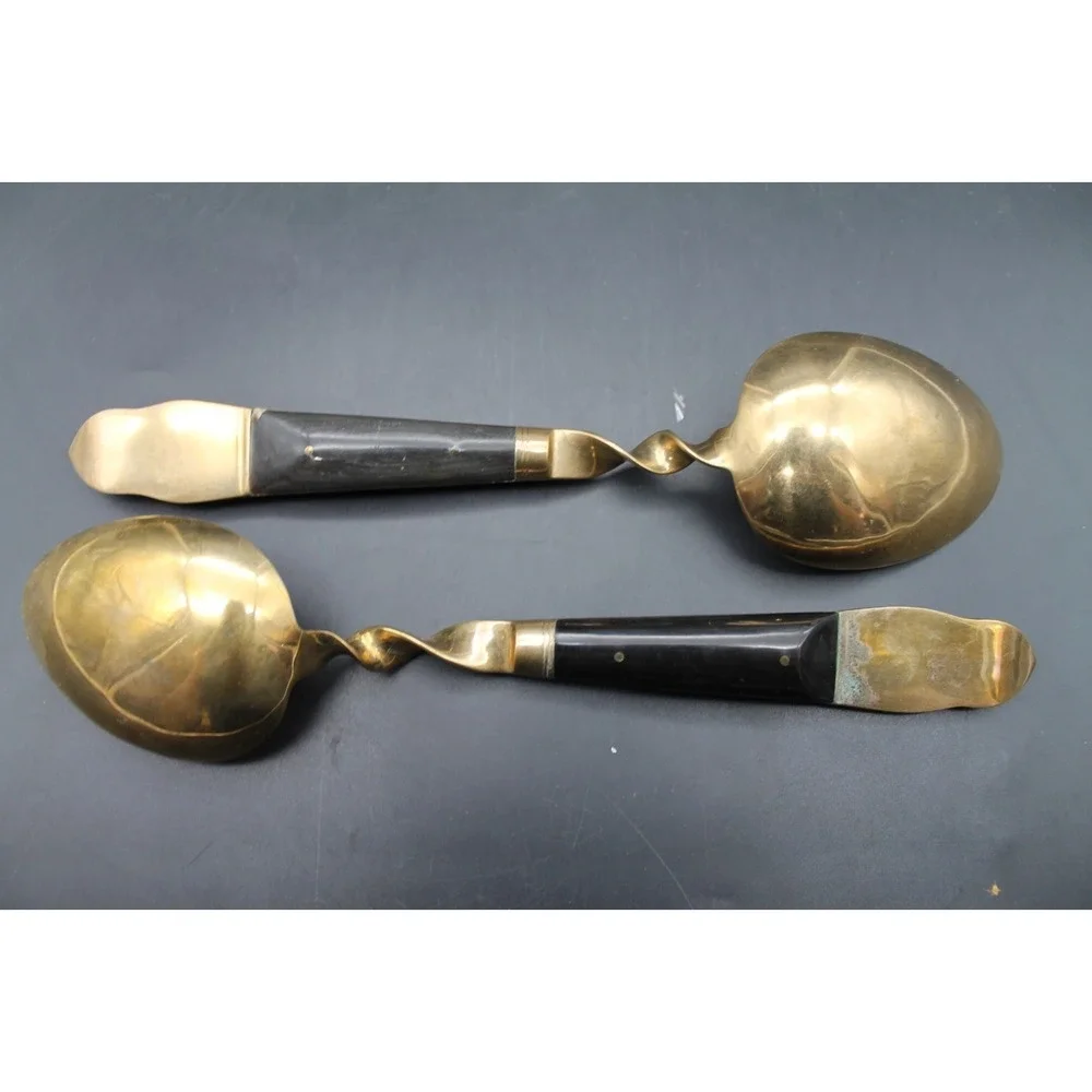 S Samran Thailand Brass Serving Utensil Set Thepanom Goddess 5 Pc Vintage MCM